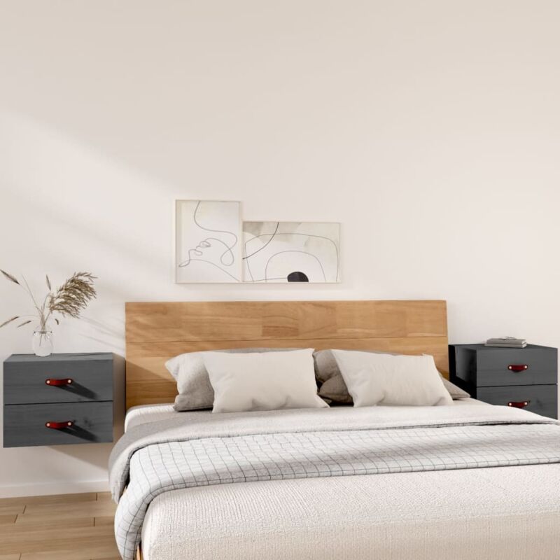 Wall-mounted Bedside Cabinets 2 Pcs Grey 50x36x40 Cm Vidaxl
