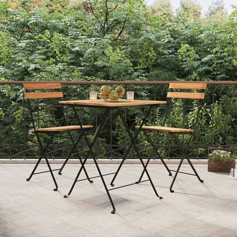 Vidaxl - Bistrostühle Klappbar 2 Stk. Massivholz Teak Und Stahl