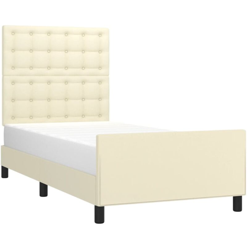 Bettgestell Mit Kopfteil Creme 100x200 Cm Kunstleder Vidaxl