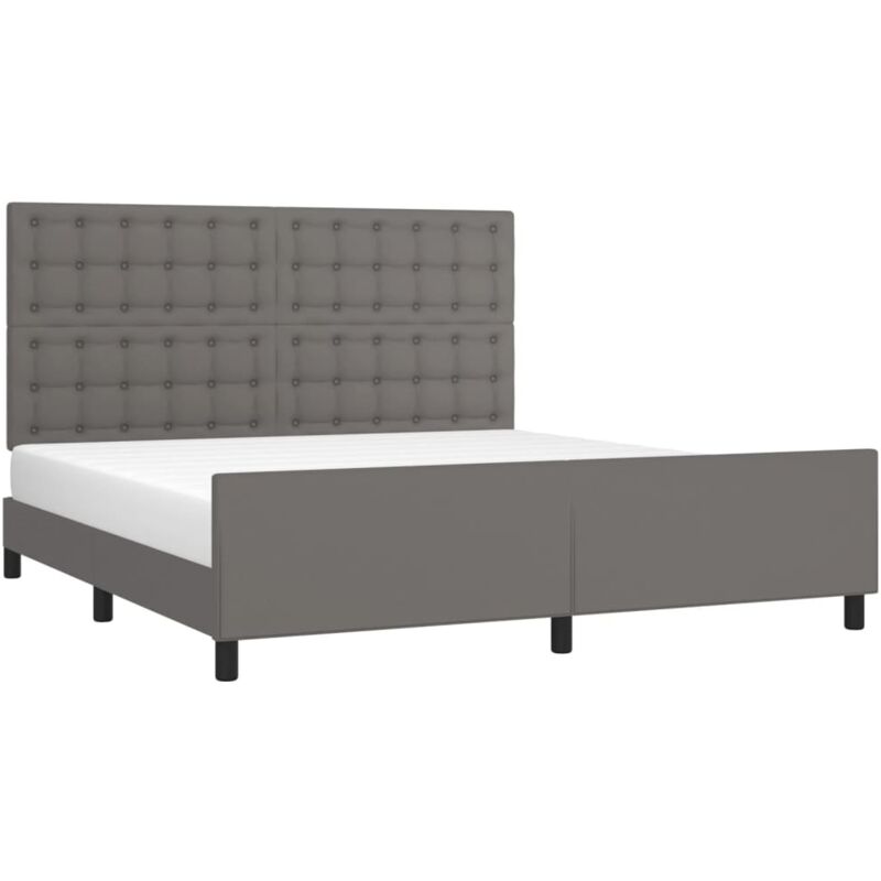 Bettgestell Mit Kopfteil Grau 160x200 Cm Kunstleder Vidaxl
