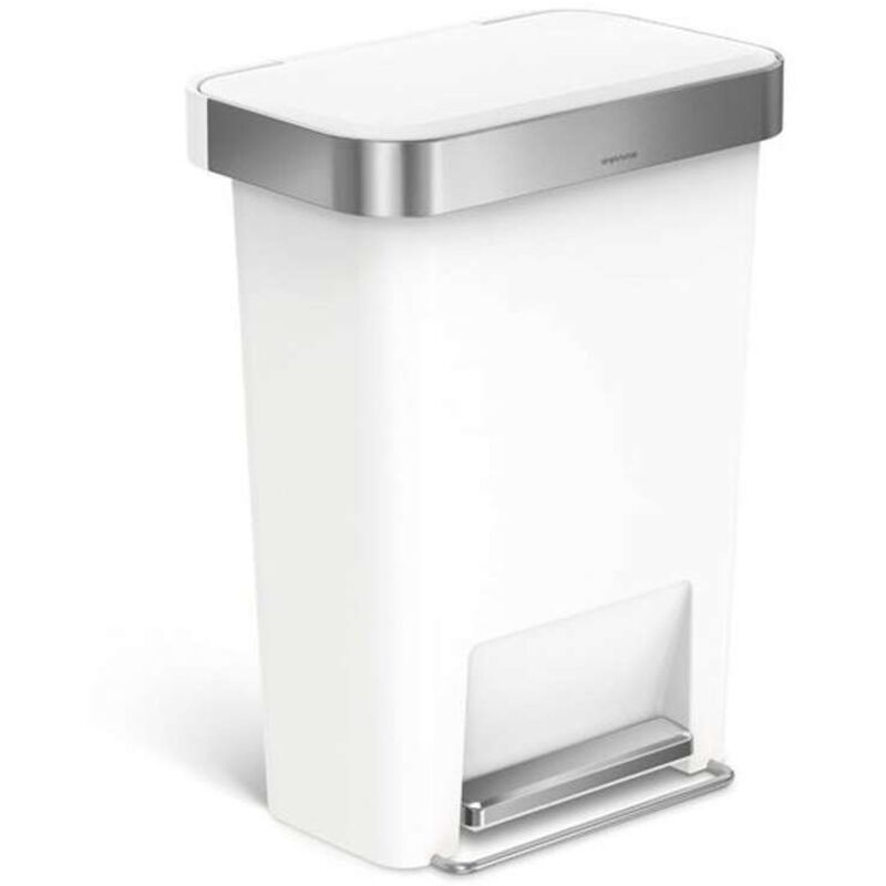 Simplehuman - Mülleimern - Abfalleimer 45 L, Mit Beuteltasche, Edelstahl/weiß Cw1387cb