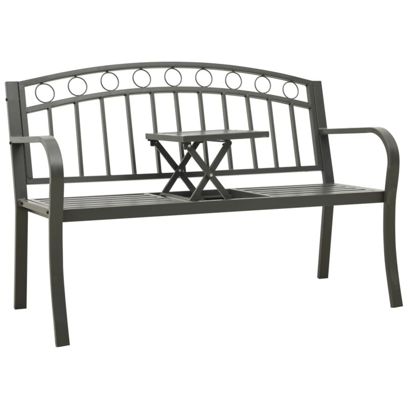 Garden Bench With Table Grey 120 Cm Steel Vidaxl