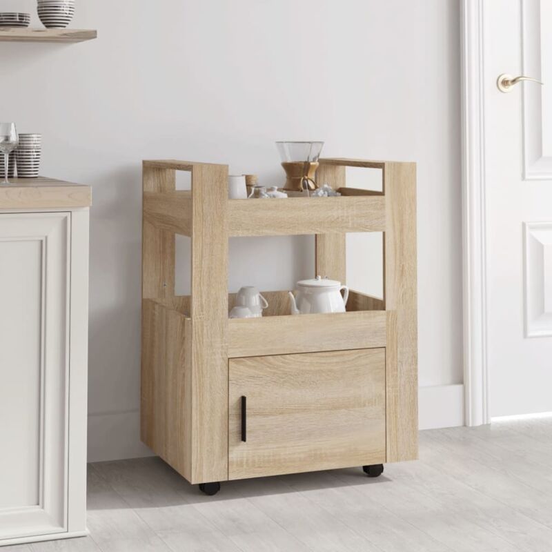 Küchenwagen Sonoma-eiche 60x45x80 Cm Holzwerkstoff - Vidaxl