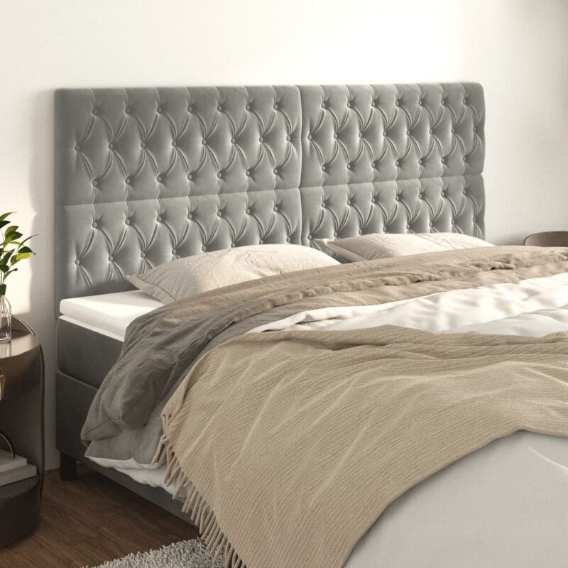 Kopfteile 4 Stk. Hellgrau 100x7x78/88 Cm Samt Vidaxl