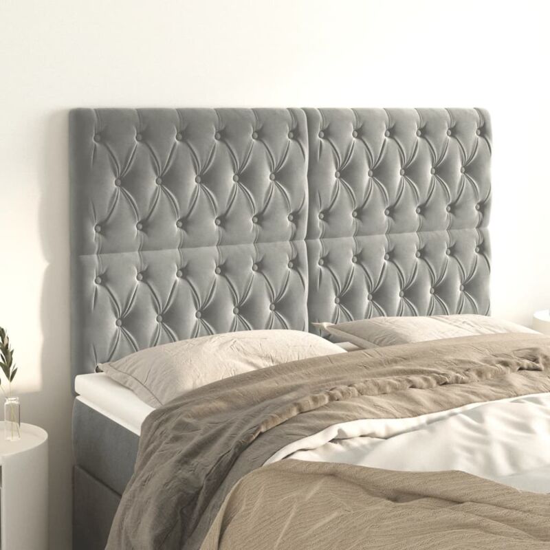 Kopfteile 4 Stk. Hellgrau 72x7x78/88 Cm Samt Vidaxl