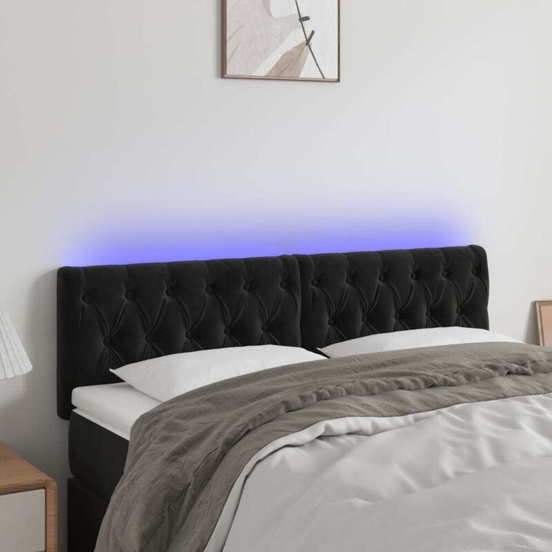 Led Kopfteil Schwarz 144x7x78/88 Cm Samt Vidaxl