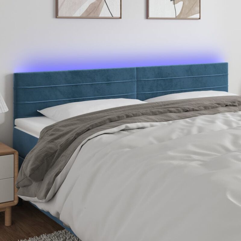 Led Kopfteil Dunkelblau 160x5x78/88 Cm Samt Vidaxl
