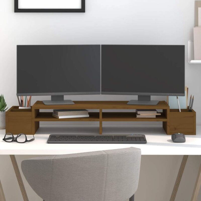 Vidaxl - Monitorständer Honigbraun 100x27, 5x15 Cm Massivholz Kiefer