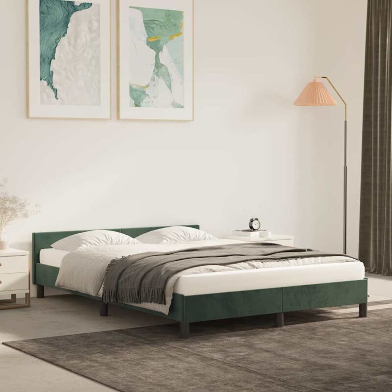 Bettgestell Ohne Matratze Dunkelgrün 140x200 Cm Samt Vidaxl