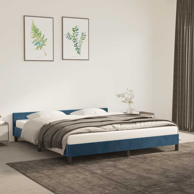 Bettgestell Ohne Matratze Dunkelblau 180x200 Cm Samt Vidaxl