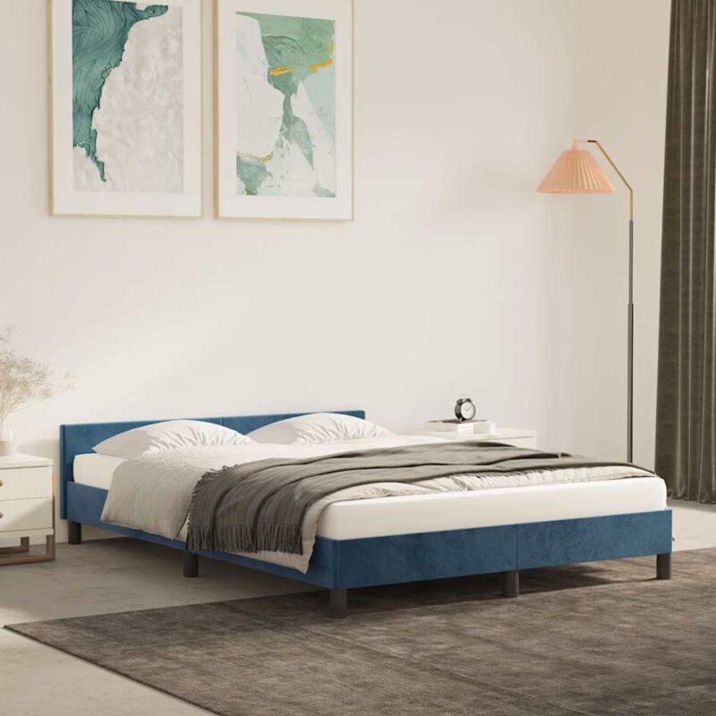 Bettgestell Ohne Matratze Dunkelblau 140x200 Cm Samt Vidaxl