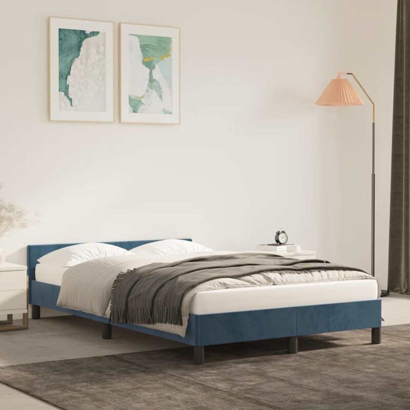 Bettgestell Ohne Matratze Dunkelblau 120x200 Cm Samt Vidaxl