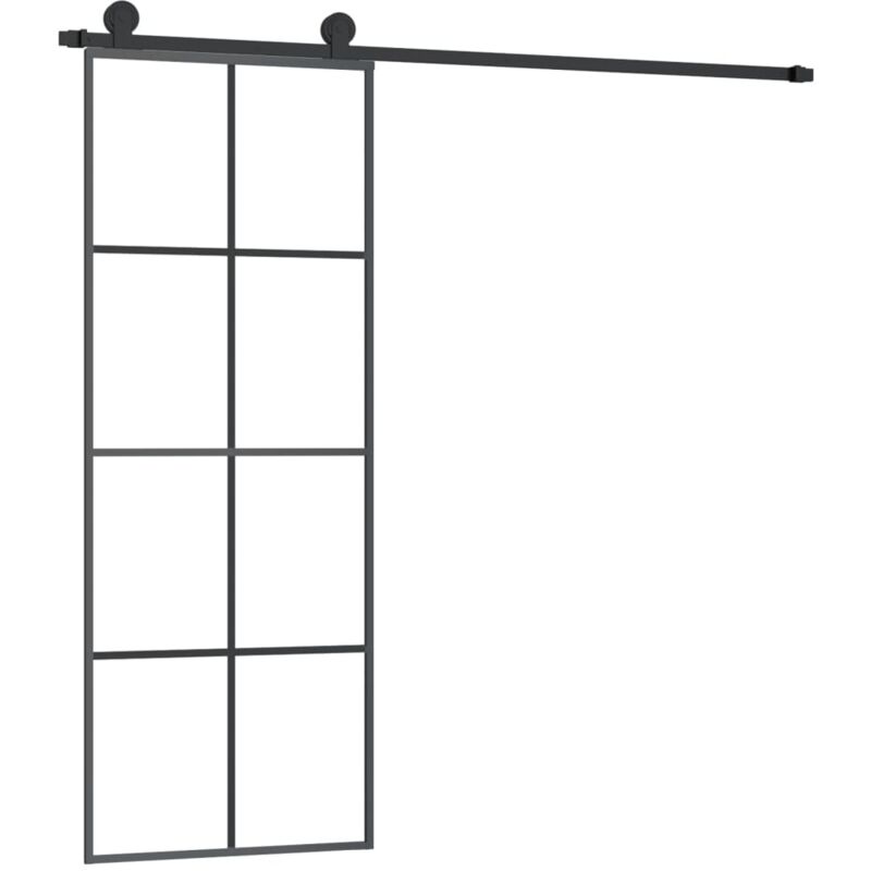 Schiebetür Mit Beschlag 76x205 Cm Esg-glas & Aluminium - Vidaxl