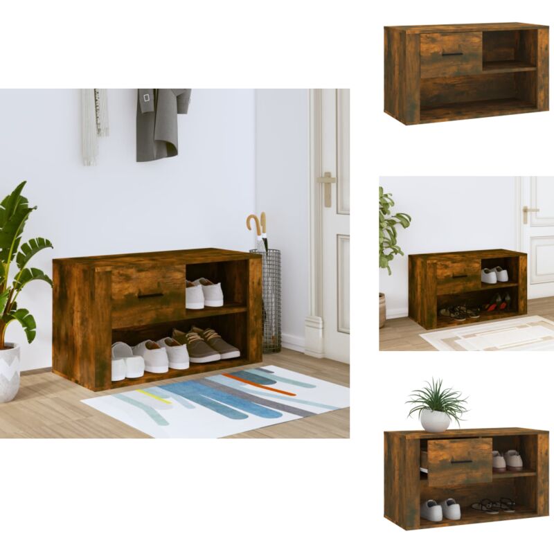 Schuhschrank Räuchereiche 80x35x45 Cm Holzwerkstoff Vidaxl