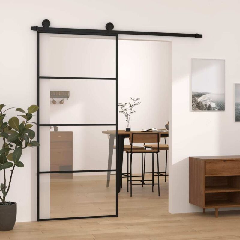 Vidaxl - Sliding Door With Hardware Set 90x205 Cm Esg Glass&aluminium
