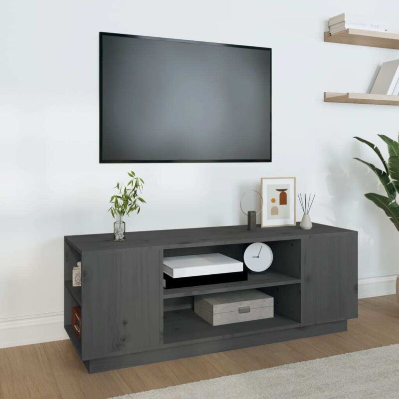 Vidaxl - Tv-schrank Grau 110x35x40, 5 Cm Massivholz Kiefer