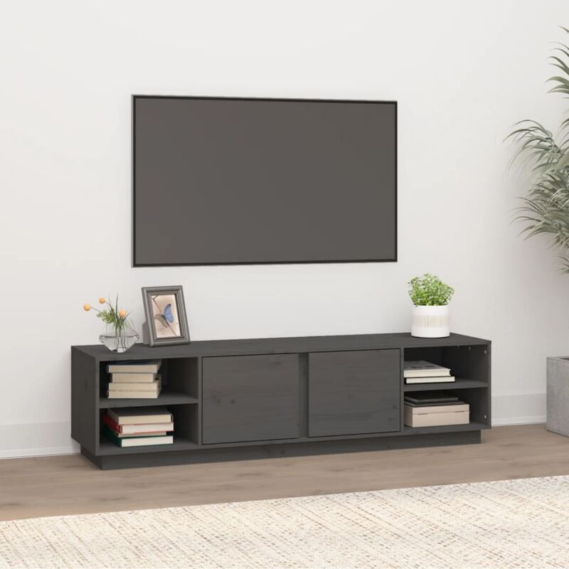 Tv-schrank Grau 156x40x40 Cm Massivholz Kiefer - Vidaxl