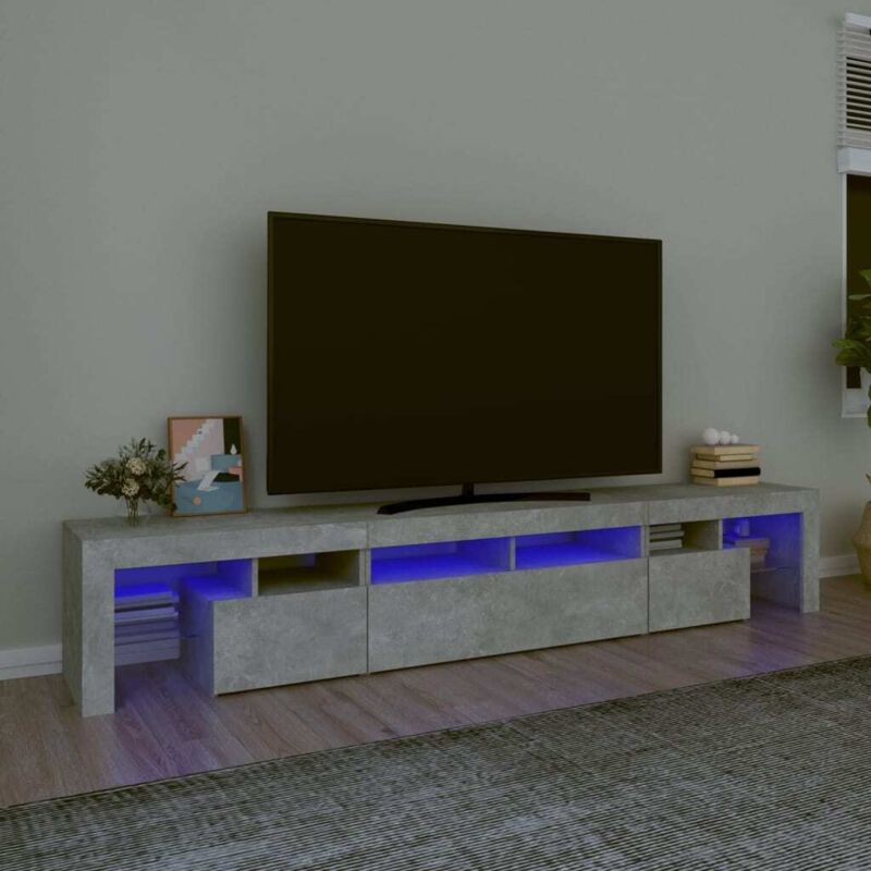 Tv-schrank Mit Led-leuchten Betongrau 230x36, 5x40 Cm - Vidaxl