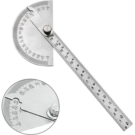 0-180 Degree Round Head Protractor, Multifunctional Stainless Steel Angle Protractor, Round Head Protractor Engineer Protractor for Painting Drawing
