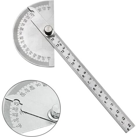 0-180 Grad Winkelmesser mit rundem Kopf, multifunktionaler Winkelmesser aus Edelstahl, Winkelmesser mit rundem Kopf, Ingenieur-Winkelmesser zum Malen und Zeichnen