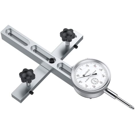 0-20mm Comparateur Mécanique pour Scie à Table Résolution 0.01mm avec Barre en Aluminium Anodisé Fixation à Trois Glissières Indicateur à Cadran Mécanique pour Scies Circulaires à Table