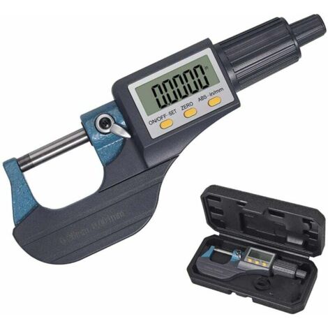 0-25 mm LCD Digitales elektronisches Mikrometer Digitales Palmer Außenmikrometer Standard Metrisch/Zoll 0,001 mm Auflösung 0,002 mm Genauigkeit Auto Stop ABS + Edelstahl