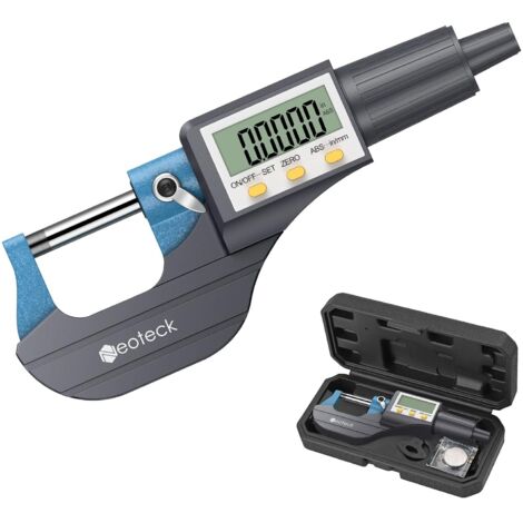 0-25mm LCD Micromètre Electronique Numérique Micromètre Digital Palmer d'Extérieur Standard Métrique/Pouce 0.001 mm Résolution 0.002 mmPrécision Arrêt Automatique ABS + Acier Inoxydable