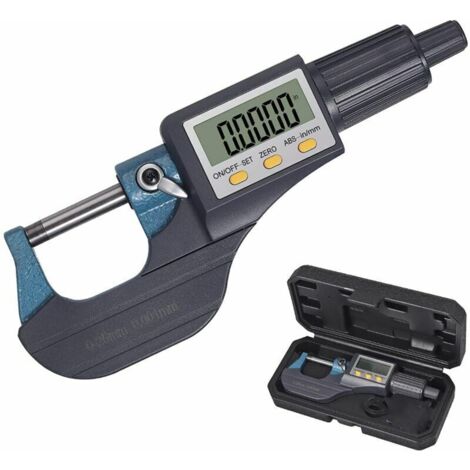0-25mm LCD Micromètre Electronique Numérique Micromètre Digital Palmer d'Extérieur Standard Métrique/Pouce 0.001 mm Résolution 0.002 mmPrécision Arrêt Automatique ABS + Acier Inoxydable