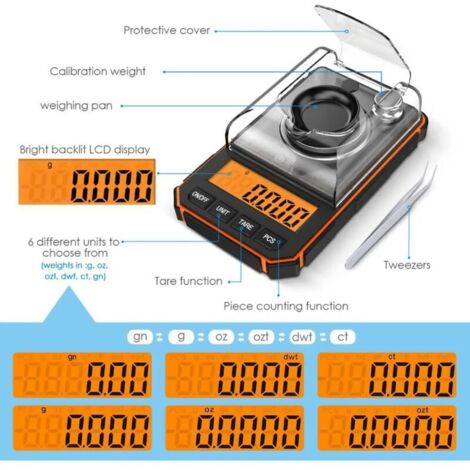 0.001g Balance numérique électronique Portable Mini balance Précision Balance de poche professionnelle Milligramme 50g Poids d'étalonnage 颜色随机