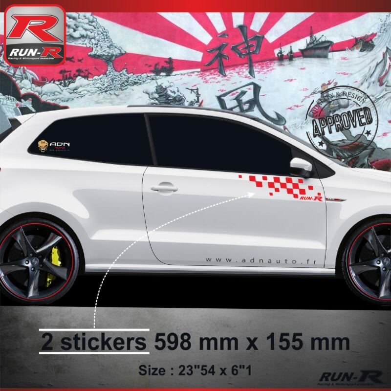 Adnauto - 000R Sticker flag compatible avec volkswagen polo 6R Rouge - Run-R