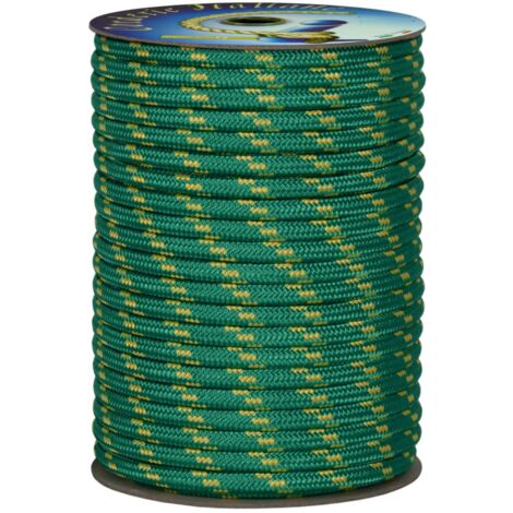 006006367 Treccia corit verde, 10 mm - 30 mt, Corda intrecciata multiuso resistente ai raggi U.V. e all'abrasione, per attività all'aperto, giardino, mare, guinzagli e fai da te, rottura 1050 kg