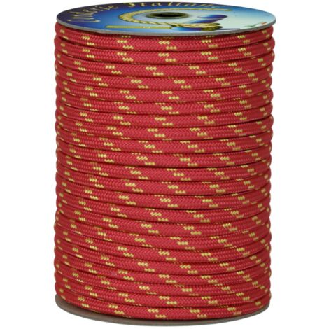 006014539 Treccia corit rossa, 12 mm - 20 mt, Corda intrecciata multiuso resistente ai raggi U.V. e all'abrasione, per attività all'aperto, giardino, mare, guinzagli e fai da te, rottura 1540 kg