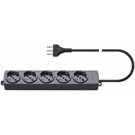 01294.CC Enchufe Móvil Múltiple 5 Salidas con Cable Negro