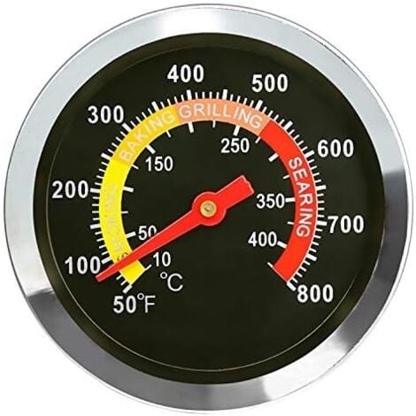 01T08 6cm Barbecue Extérieur Grill Fumoir Thermomètre en Acier Inoxydable Calibre de Température Four Thermomètre Smoker Grill, pièces de Rechange de Gril pour la Cuisson du Barbecue