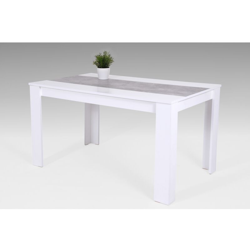 Hela - 020227 LILO weiss / beton grau Tisch Küchentisch Speisezimmer Esstisch Vierfusstisch ca. 140 x 80 cm-'SW12778'