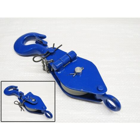 0.25 Ton 63MM London Pattern Snatch Block With Safety Hook & Nylon Sheave - 10MM Soft Rope Tested