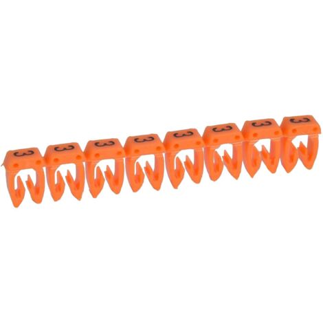 038103 Legrand - Boite De 1000 Repères Cab 3 Pour Fils 0,15mm² à 0,5mm² - Marquage Chiffre 3 Orange