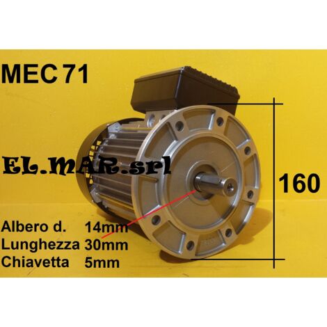 0,5 HP 0,37 KW Mec 71 1400 Giri Motore Elettrico Monofase 4 Poli  B5 Flangiato - Interruttore Luminoso