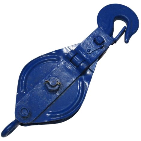 0.5 Ton 75MM Snatch Block With Safety Hook Blue Painted - 8MM Wire Rope Safety Lifting
