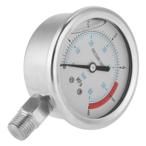 0–60 BAR 0–6 MPa 1/4" NPT 60 mm Hydraulisches Manometer mit Skala, stabiles Manometer, Druck