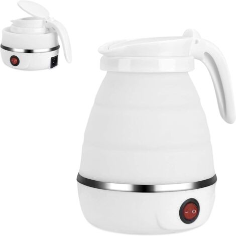 0.6L Foldable Electric Kettle, Mini Silicone Collapsible Kettle with Stainless Steel Bottom, Foldable Electric Travel Kettle for Outdoor Hiking Cycling Survival