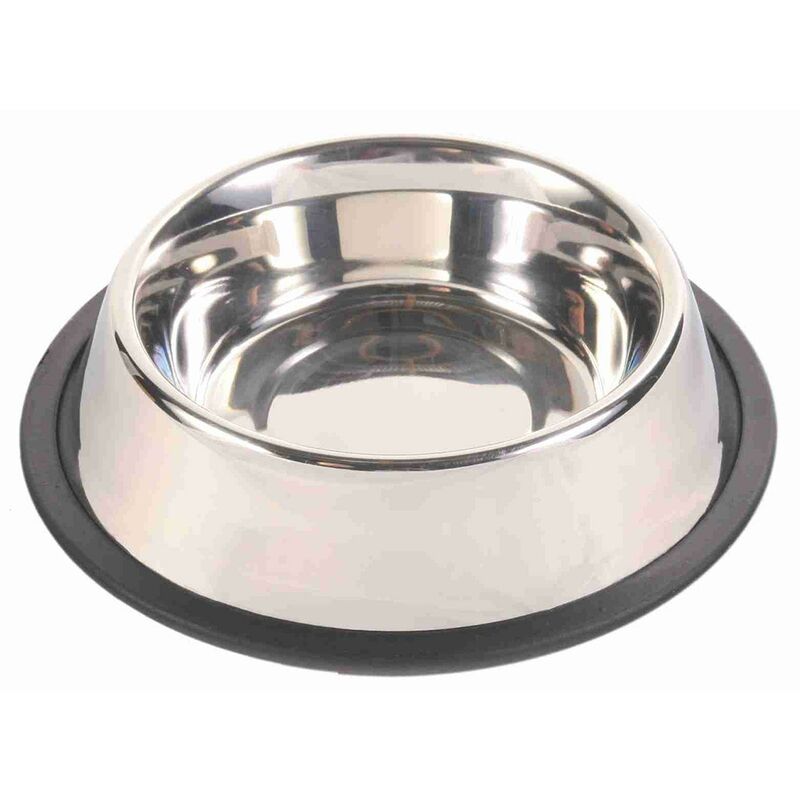 

Trixie Comedero Acero Inox, Anillo Caucho, 0.9 l, ø17 cm