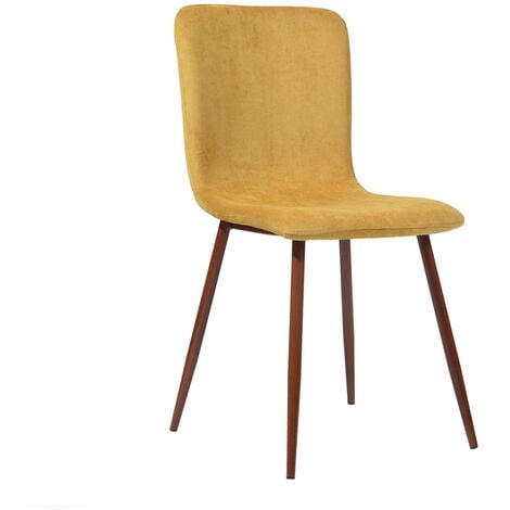 0776 Lot de 4 chaises en tissu Gris - Pieds décor bois - Scandinave - L 44 x P 54 cm