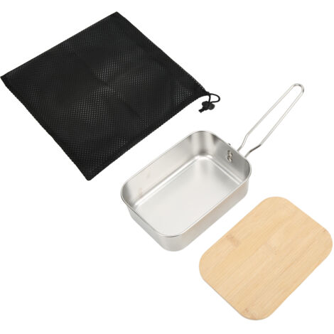 0,9-Liter-Edelstahl-Lunchbox mit Bambusdeckel – ideal für Picknicks und Outdoor-Aktivitäten