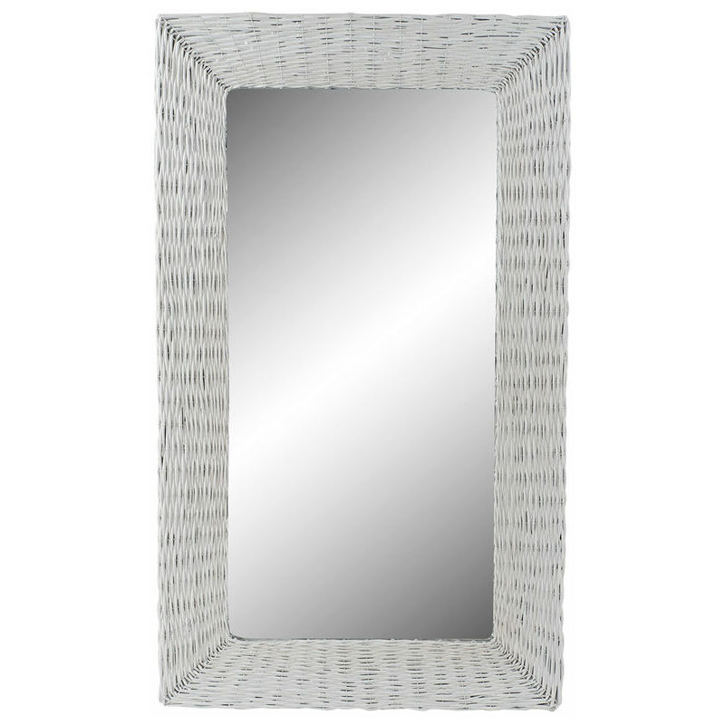 Image of Specchio da parete Dkd Home Decor Cristallo mdf Bianco vimini Cottage (87 x 147 x 4 cm) (87 x 4 x 147 cm)