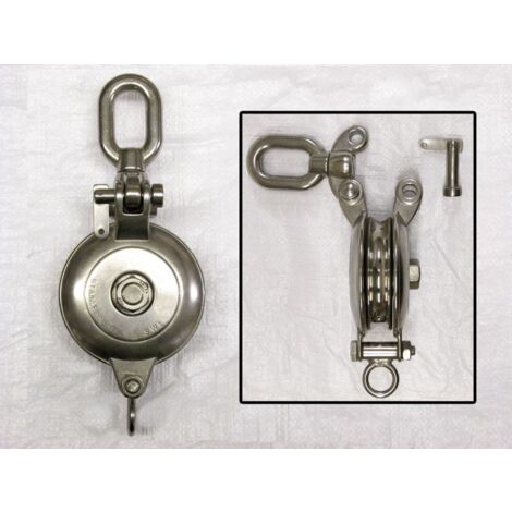 0.9 Ton Logging Snatch Block Pulley Stainless Steel with Swivel Oval Eye (16MM Wire)