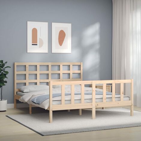 0Cadre de lit avec tête de lit 160x200 cm bois massif