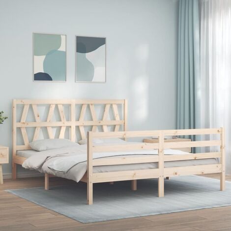 0Cadre de lit avec tête de lit 160x200 cm bois massif