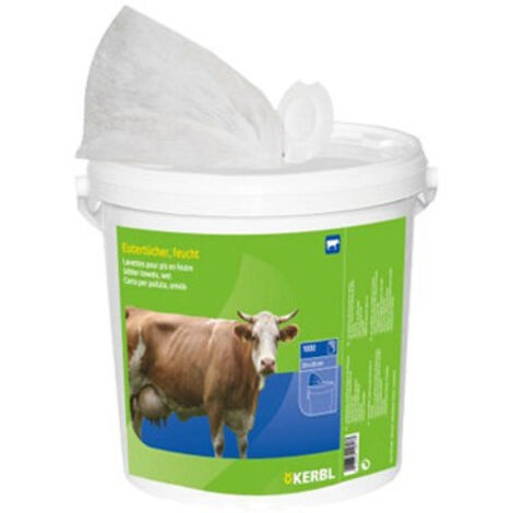 1 000 Lingettes humides Kerbl - Conditionnement 1000 lingettes avec seau