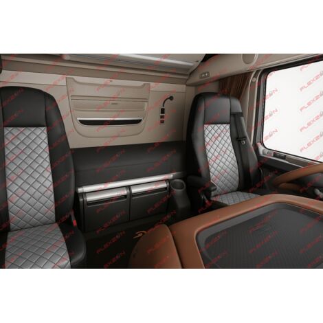 Комплект 1+1 тапицерия от еко кожа за DAF XF 106 2015-2021 - сиво-черно